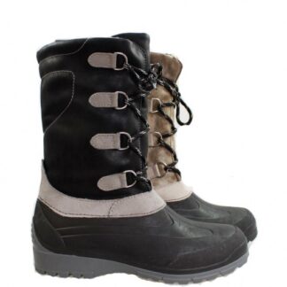 Termostøvle i sort og grå med smarte sorte/sølv snørebånd