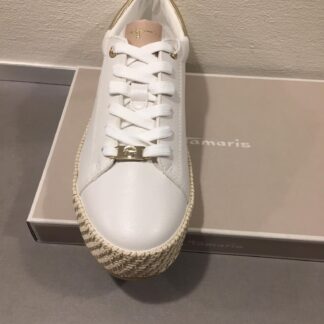 Nyhed - Tamaris sneakers hvid med guld - intropris 400 kr.